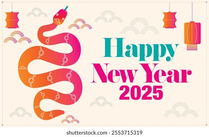 minimalist vector design Chinese new year 2025 year of the Snake. Red Snake design, cards, story template and envelope design. Lunar new year concept, vector design.