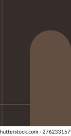 Minimalist vector design with dark brown and black geometric shapes, featuring an arch and intersecting lines for a modern, abstract look.