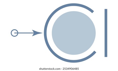 Minimalist vector design element featuring a curved arrow and circular shapes on a transparent background. Ideal for infographics, digital presentations, and creative layouts with a modern aesthetic