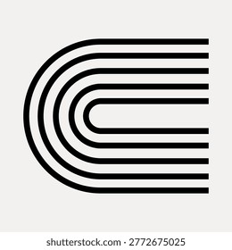 Minimalist vector design featuring bold black curved lines forming a stylized letter 'C' on a white background, creating a modern and abstract look.