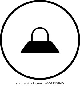 Minimalist vector design featuring a symbolic handbag inside a circular frame