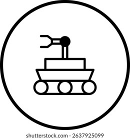Minimalist vector design of a futuristic space exploration rover in a circular frame
