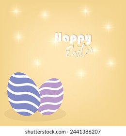 minimalist vector design for happy Easter celebrations. with a combination of pastel colors, eggs, carrots, rabbits suitable for social media posts