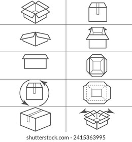 minimalist vector design icon set bundle box with various variations
