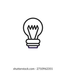 A minimalist vector design presents a lightbulb illustration, representing innovation and creativity. With clean lines and a simple form, the icon evokes a sense of bright ideas and intellectual