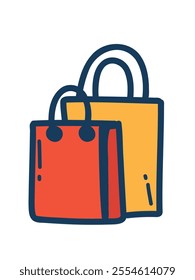 Minimalist vector design of a shopping bag with handles, symbolizing retail shopping