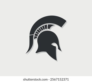 A minimalist vector design of a Spartan helmet, symbolizing strength, bravery, and ancient Greek warrior heritage. The black-and-white style makes it ideal for logos, icons, or branding