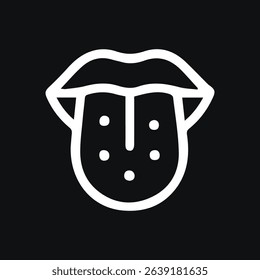 Minimalist vector design of a tongue with spots in a clean linear style. Perfect for medical, health, or anatomical content.