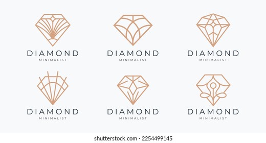 inspiración para el logo de un diamante vector minimalista. conjunto de iconos línea de joyas en la ilustración de gemas de estilo