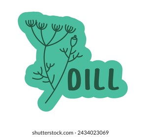 Minimalist vector of dill, isolated on white, versatile for culinary graphics, recipe decor.