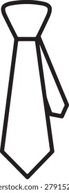 Minimalist vector drawing of a classic black necktie featuring a loop top and neatly tied knot, perfect for formal or corporate designs.