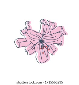 Dibujo vectorial minimalista de flor rosa. Ilustración floral. Dibujo de línea. Elemento decorativo para tarjetas, invitaciones, carteles, papelería.