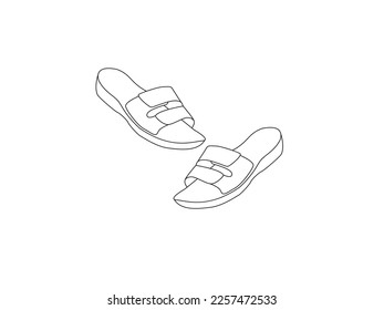 Minimalistische Vektorzeichnung eines Schuhs. Mit verschiedenen Arten von Frauenschuhen Silhouette. Darstellung von Schuhen. Dekoratives Element. Modegrafik.