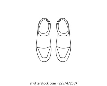Minimalistische Vektorzeichnung eines Schuhs. Mit verschiedenen Arten von Frauenschuhen Silhouette. Darstellung von Schuhen. Dekoratives Element. Modegrafik.