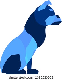 Minimalist Vector Element Object Abstract Polydog 2 (Blue)