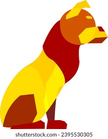 Minimalist Vector Element Object Abstract Polydog 2 (Red)