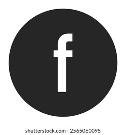 Minimalist vector featuring a white lowercase “f” on a solid black circle. Perfect for sleek, professional branding and modern graphic design applications.