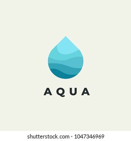Minimalist vector flat logo of water drop. Natural energy design template.
