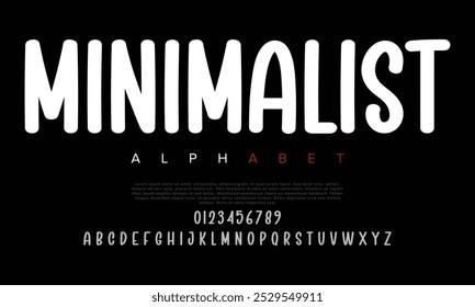 Número de fonte e alfabeto de vetor minimalista com conjunto de letras