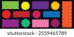 Minimalist Vector Geometric Shapes Set. colorful zigzag frame. Modern Symbols, Labels and Icons. Stars, Flowers and Circles with ZigZag Edge. Set of various types sticker, labels with various colors