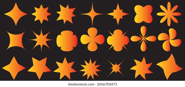 Minimalist Vector Geometric Shapes Set. Modern Symbols, Labels and Icons. Stars, Flowers and Circles with ZigZag Edge. EPS 10.