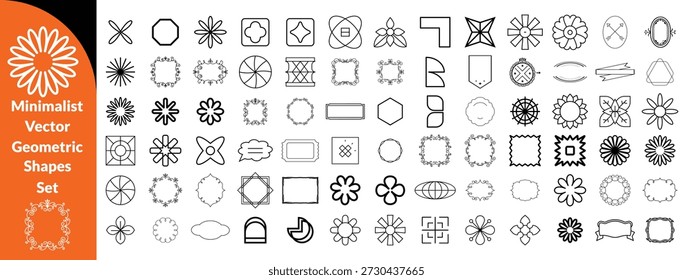 Minimalist Vector Geometric Shapes Set. Modern Symbols, Labels and Icons. Stars, Flowers and Circles with Zig Zag Edge