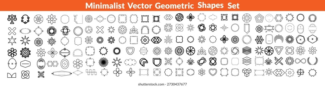 Minimalist Vector Geometric Shapes Set. Modern Symbols, Labels and Icons. Stars, Flowers and Circles with Zig Zag Edge