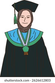 minimalist vector graduation, female graduates, Muslim female graduates