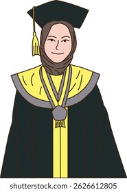 minimalist vector graduation, female graduates, Muslim female graduates