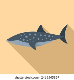 Minimalist vector graphic of a cartoon spotted shark on a warm beige background