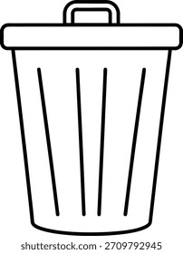 Minimalistische Vektorgrafik einer geschlossenen Mülltonne. Perfekt für Designs, die Sauberkeit, Recycling, Abfallmanagement oder Umweltbewusstsein fördern. Sauber und modern ästhetisch.