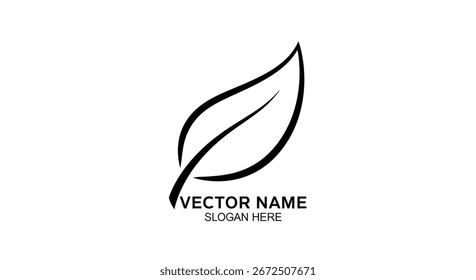Um gráfico vetorial minimalista representando uma única folha em um estilo de contorno limpo, adequado para marca, design de logotipo ou projetos ecológicos. Apresenta simplicidade e elegância, ideal para transmitir uma