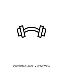 Um gráfico vetorial minimalista de um haltere, simbolizando a aptidão, o exercício e o treino de força. As linhas simples e limpas criam um design moderno e acessível adequado para diversas aplicações