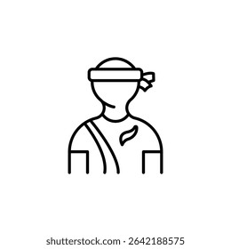 Minimalist Vector Graphic Of A Injured Person With Head Bandage