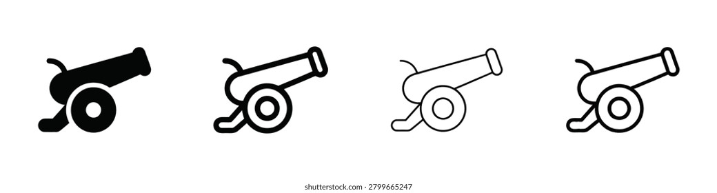 Minimalist vector graphic representing a cannon. Ideal for educational materials historical context or any project requiring a vintage weapon motif.