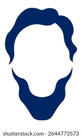 Minimalist vector graphic representing the face of Abraham Lincoln, recognizable by his characteristic hairstyle and beard, using only two colors and negative space