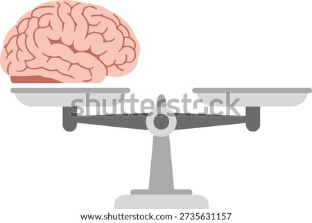 A minimalist vector graphic of a simple scale with a single brain on one side, suggesting a focus on thought, mental capacity, or equilibrium.