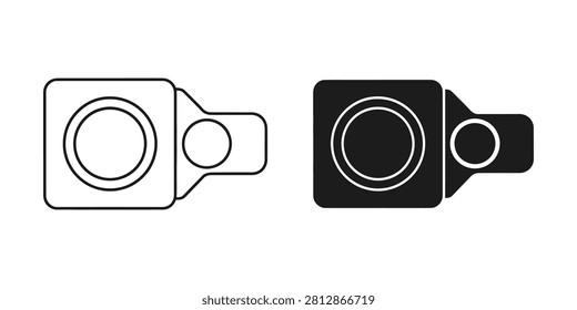 Minimalist vector graphics representing a portable camera. Useful for web design application interfaces and gadget reviews.