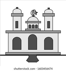 minimalist vector of great mosque with moon and star