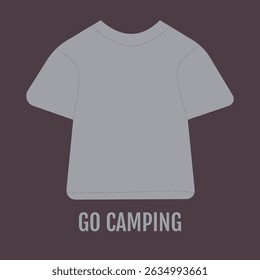 Minimalist vector grey camping t-shirt on dark background. Great for outdoor apparel design, camping gear illustration, or travel icons.