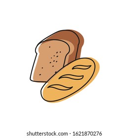Minimalist vector hand drawn illustration of bread. Depiction of food product. Bakery.