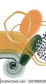 Minimalist vector hand paint abstract art background with watercolor spot. Brush painting is a textural decoration with artistic acrylic design of a poster, banner, interior painting.