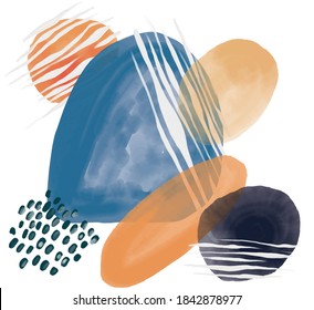 Minimalist vector hand paint abstract art background with watercolor spot. Brush painting is a textural decoration with artistic acrylic design of a poster, banner, interior painting.	