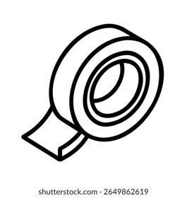 Ícone vetor minimalista de fita adesiva em estilo de contorno limpo, isolado em um fundo branco.