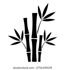 Minimalist vector icon of bamboo stalks with foliage, symbolizing nature, growth, peace, and traditional Asian aesthetics.