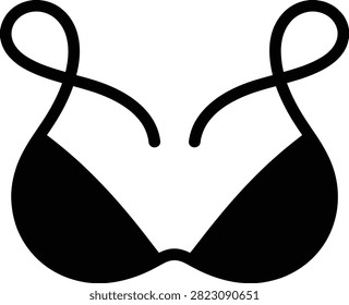 Minimalist vector icon of a black bra with crisscross straps