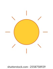  Minimalist vector icon of a bright yellow sun with rays. Ideal for weather apps, summer themes, or energy-related projects.