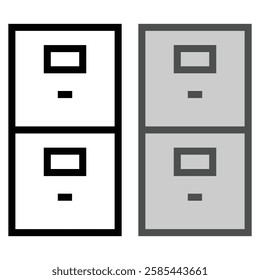 The minimalist vector icon of a cabinet symbolizes organization, professionalism, and office work, reflecting the importance of structure and efficiency in the workplace.

