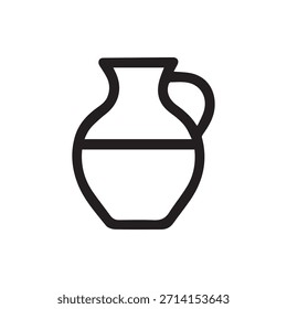 Icono de Vector minimalista que representa una jarra con un mango y una línea de llenado de líquido. Perfecto para interfaces de App de Diseño web e ilustraciones gráficas.