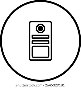 Minimalist Vector Icon Depicting a Simple Electronic Device within a Circular Frame